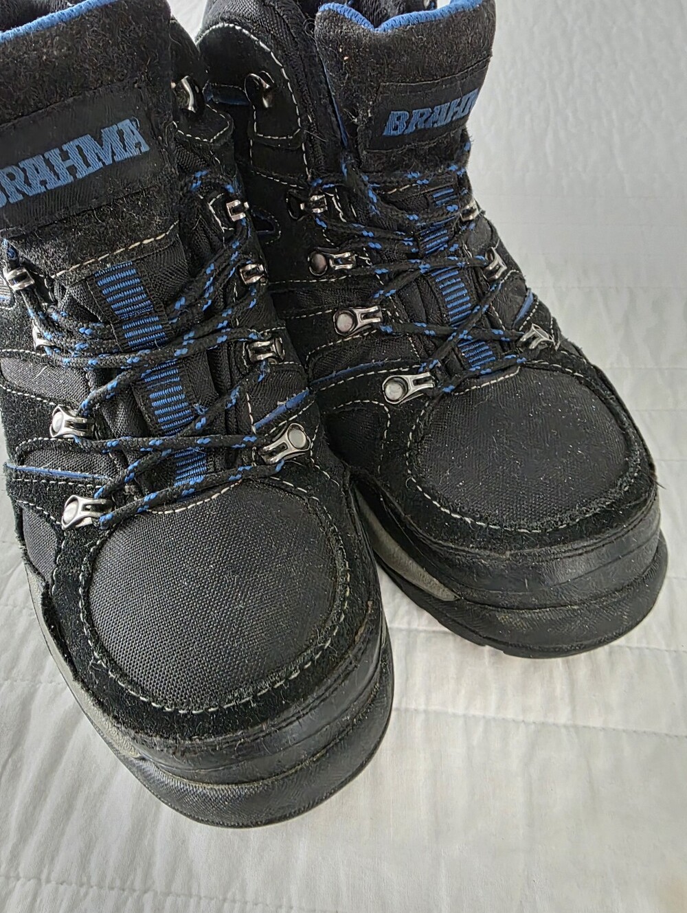 Brahma Steel Toe Work Boots Mens Size 8 Black and Blue BRHRM Lace-Up